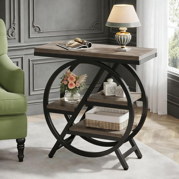 4-Tier End Table, Small Side Table Snack Table With Storage Shelves_maomaolike.com