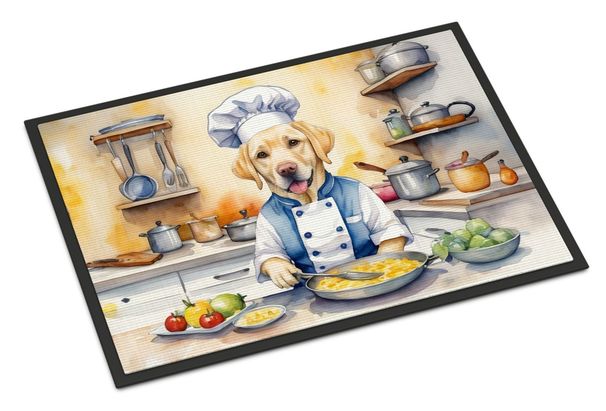 Yellow Labrador Retriever The Chef Doormat Front Door Mat Indoor Outdoor Rugs For Entryway, Non Slip Washable Low Pile, 24H X 36W_maomaolike.com