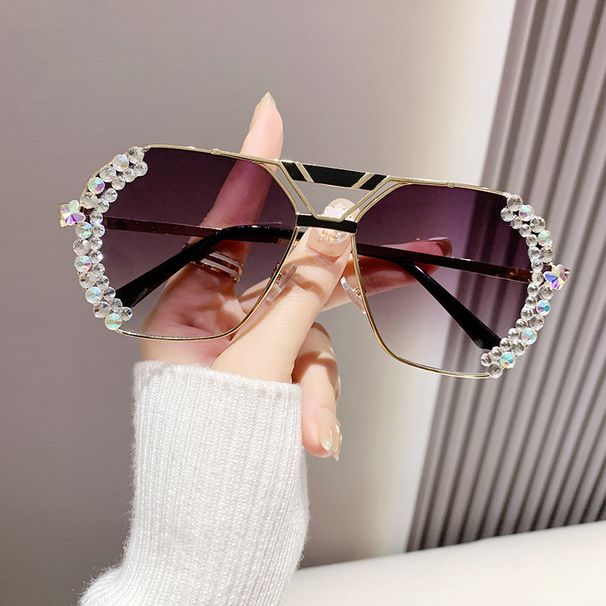 Unisex Fashion Round Diamond Studded Sunglasses Sun Protection Sunglasses Outdoor Rhinestone Glasses_maomaolike.com