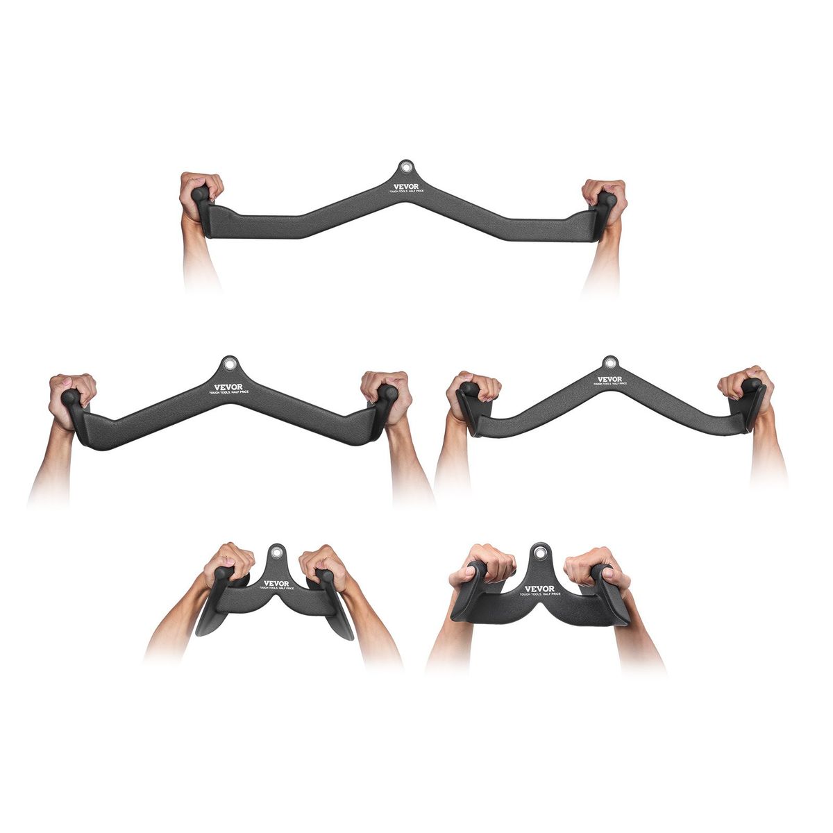 LAT Pulldown Attachments, Cable Machine Rowing T-bar V-bar 5 Set, Tricep Pull Down Bar, Back Strength Training Rubber Coated Handle Grip, Bicep Curl Tricep Lat Pulldown Bar For Home Gym Fitness_maomaolike.com