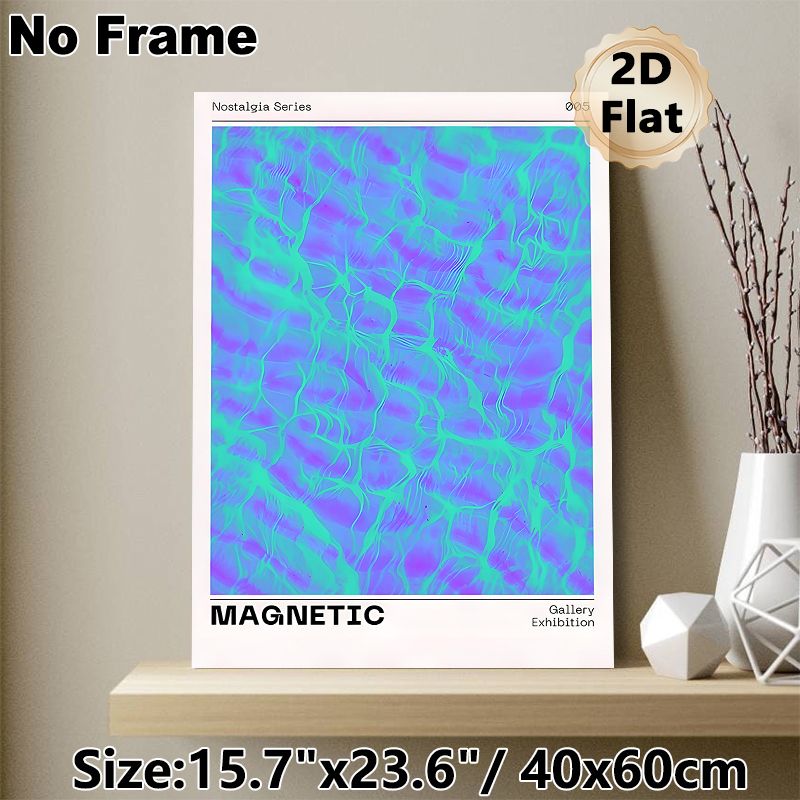 Magnetic Abstract Painting Poster, Vibrant Blue-Purple Swirly Fluid Art Poster, Eye-catching Artistic Decor Ideal For Living Room, Gallery Wall_maomaolike.com