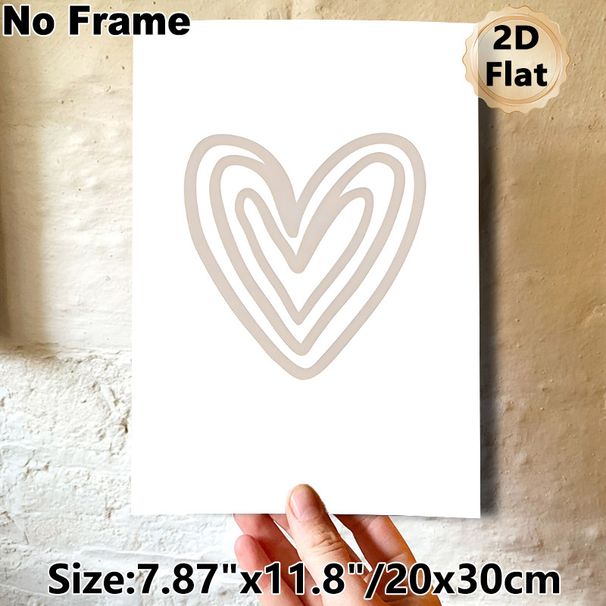 Heart Themed Painting Poster, Minimalist Beige Line-drawn Heart Poster, Sleek Understated Design Ideal For Bedroom, Living Room Wall Decor_maomaolike.com