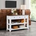 Retro Design Console Table With Two Open Shelves, Pine Solid Wood Frame And Legs For Living Room_maomaolike.com