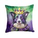 Border Collie King Of Mardi Gras Throw Pillow Machine Washable, Indoor Outdoor Decorative Pillow For Couch, Bed Or Patio, 14Hx14W_maomaolike.com
