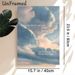 Cloudy Sky With Inspirational Quote Painting Poster, Soft-hued Dreamy Cloudscape Poster, Soothing Artwork With Reflective Poetic Words, Ideal For_maomaolike.com