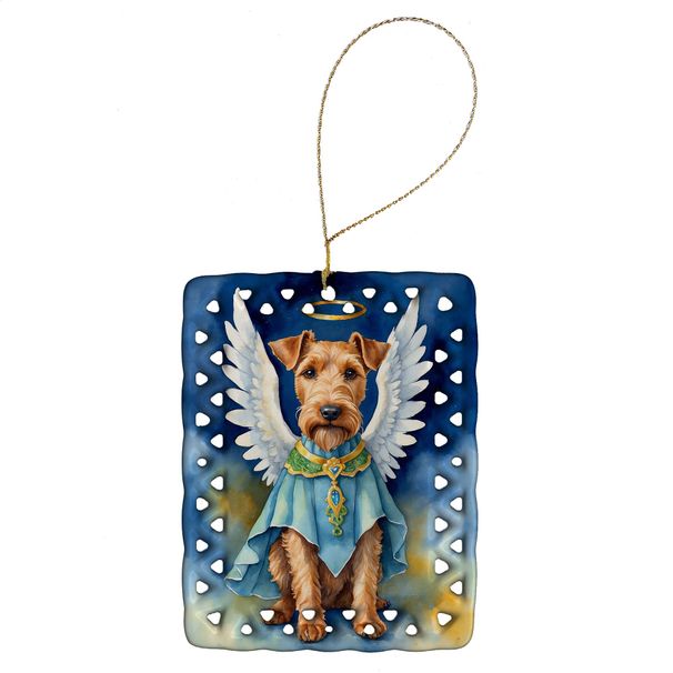 Irish Terrier My Angel Porcelain Ornament Christmas Tree Hanging Decorations For Home Christmas Holiday, Rectangle, Gift, Multicolor_maomaolike.com