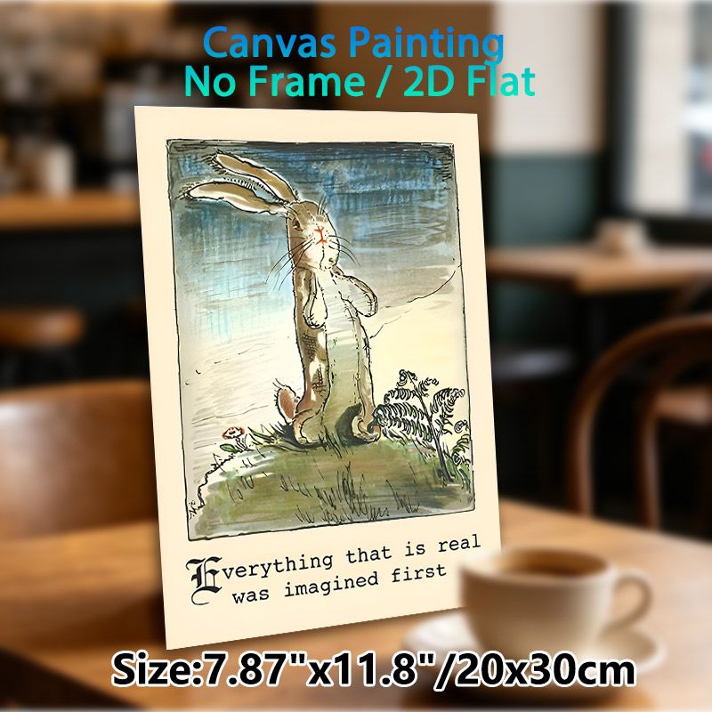 Vintage Rabbit Painting Poster, Rustic Hand-drawn Bunny With Fern And Inspirational Quote Poster, Thought-provoking Wall Decor, Suitable For Living_maomaolike.com