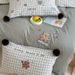 Wholesale INS Girl Heart Small Grid Cloud Bear Towel Embroidered Washed Four-Piece All 4-Piece Set Pure Cotton Bedding_maomaolike.com