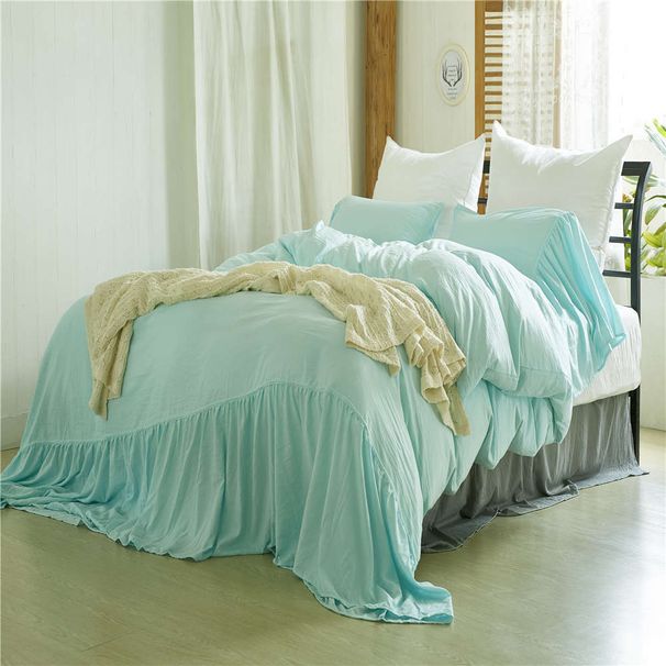Home Furniture Solid Color Mermaid Princess Style Bedding Three Piece Bedding Set_maomaolike.com
