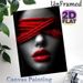 Red Accented Blindfolded Portrait Painting Poster, Monochrome With Bold Red Accents Artistic Poster, Striking Visual Contrast Ideal For Living Room_maomaolike.com