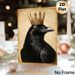 Crown Raven Painting Poster, Vintage-style Detailed Black Raven With Ornate Golden Crown Poster, Elegant Dark-toned Decor Ideal For Living Room, Study_maomaolike.com