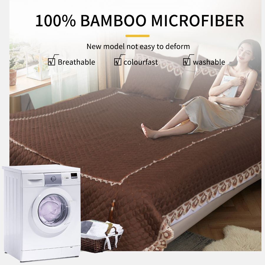 5pcs Big Lace Edge European Noble Bedding Set, Tassel Pendant ,Bamboo Fiber Bedspread Set_maomaolike.com