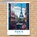 Paris Eiffel Tower Themed Painting Poster, Vibrant Stylized Parisian Balcony Scene With Cherry Blossoms Poster, Elegant Urban Decor Idea For Living_maomaolike.com