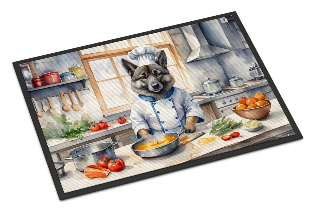 Norwegian Elkhound The Chef Doormat Front Door Mat Indoor Outdoor Rugs For Entryway, Non Slip Washable Low Pile, 24H X 36W_maomaolike.com