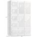 Portable Wardrobe Closet, Folding Clothes Storage Organizer With 8 Cube Compartments, 2 Hanging Rods, 11 Magnet Doors, White_maomaolike.com