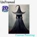 Witch Themed Painting Poster, Mysterious Dark-toned Witch Back View In Foggy Woods Poster, Builds Spooky Atmosphere, Ideal For Home And_maomaolike.com