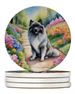 Keeshond Spring Path Large Sandstone Coasters Pack Of 4 Absorbent Round Coasters Decor Gifts For Men Or Women, 4 In, Multicolor_maomaolike.com