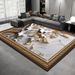 Living Room Rug Large Size Gorgeous Gold Frame Design Bedroom Rug Plush Thickened Machine Washable Thickened Underlay Interior Decorative Rug_maomaolike.com