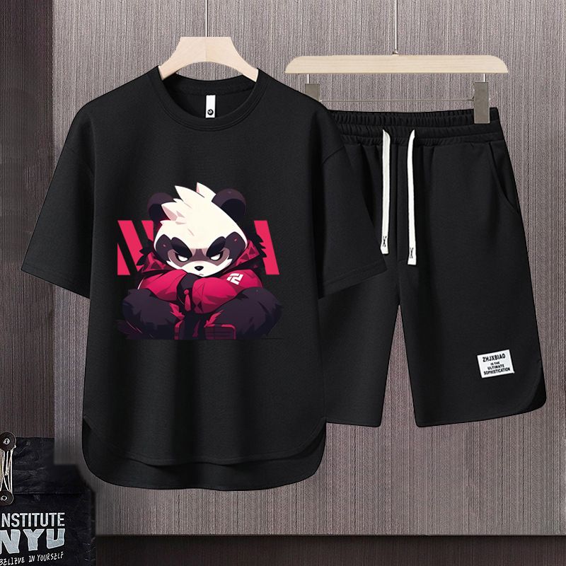 Men's Clothing 2024 Waffle Casual Summer Suit Men's Loose Teen Short sleeved T shirt Shorts Handsome Two piece Suit_maomaolike.com