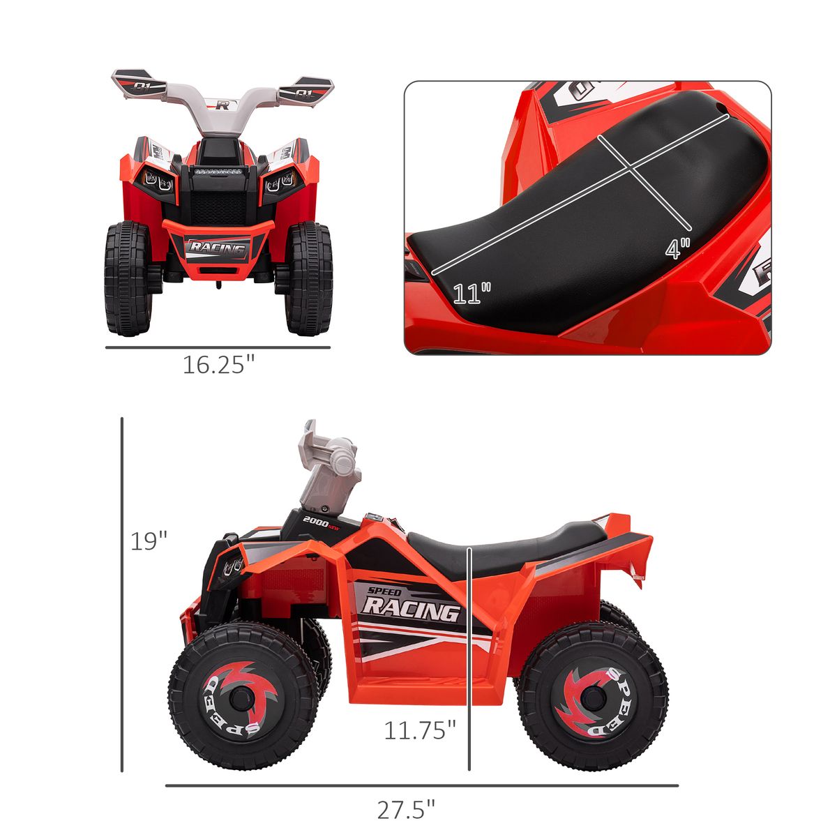 6V Electric Toy Car With Forward Backward, Wear-Resistant Wheels For Ages 18-36 Months, Red_maomaolike.com
