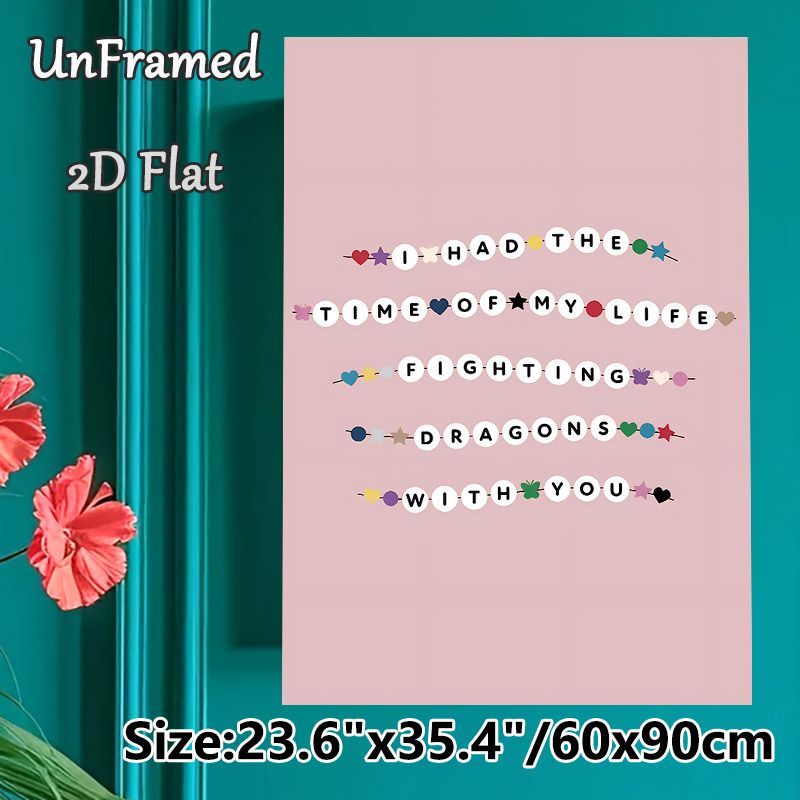 Dragon-themed Inspirational Quote Painting Poster, Pastel-colored Cute Bead-string Style Letter Art Poster, Warm Heartfelt Message For Bedroom, Living_maomaolike.com