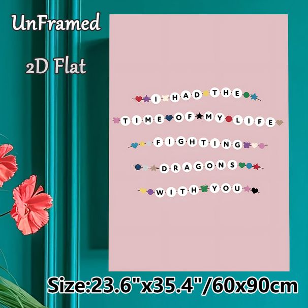 Dragon-themed Inspirational Quote Painting Poster, Pastel-colored Cute Bead-string Style Letter Art Poster, Warm Heartfelt Message For Bedroom, Living_maomaolike.com