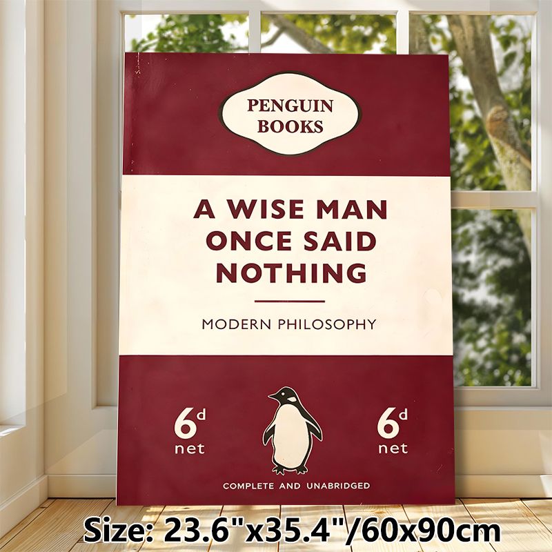 Vintage Book-Themed Philosophical Quote Painting Poster, Retro Typographic Book Cover Style Poster, Witty Minimalist Decor Suitable For Home Office_maomaolike.com