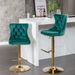 Golden Swivel Velvet Barstools Adjusatble Seat Height From 25-33 Inch Green,Set Of 2_maomaolike.com