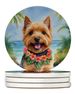 Norwich Terrier Luau Large Sandstone Coasters Pack Of 4 Absorbent Round Coasters Decor Gifts For Men Or Women, 4 In, Multicolor_maomaolike.com
