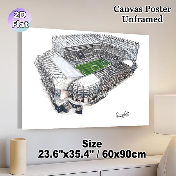 Soccer Stadium Painting Poster, Hand-drawn Realistic Sketch Poster, Detailed Football Stadium Artwork, Ideal For Sports Enthusiasts' Home, Office Or_maomaolike.com