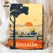 Jerusalem Cityscape Painting Poster, Warm-toned Vintage Travel Style Poster, Captivating Sunset-over-city View With Iconic Domed Building, Ideal For_maomaolike.com