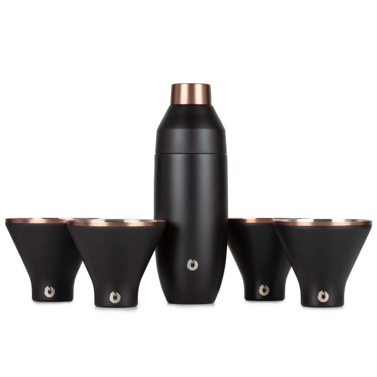 Stainless Steel Cocktail Shaker And Martini Glass Set, Black_maomaolike.com