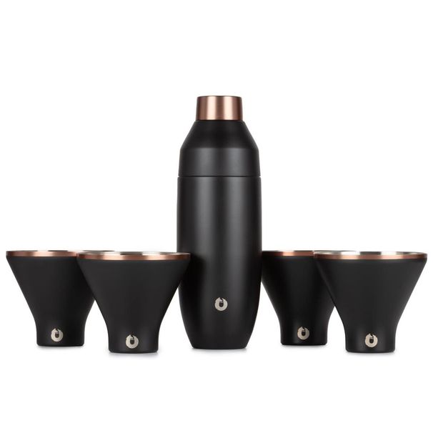 Stainless Steel Cocktail Shaker And Martini Glass Set, Black_maomaolike.com