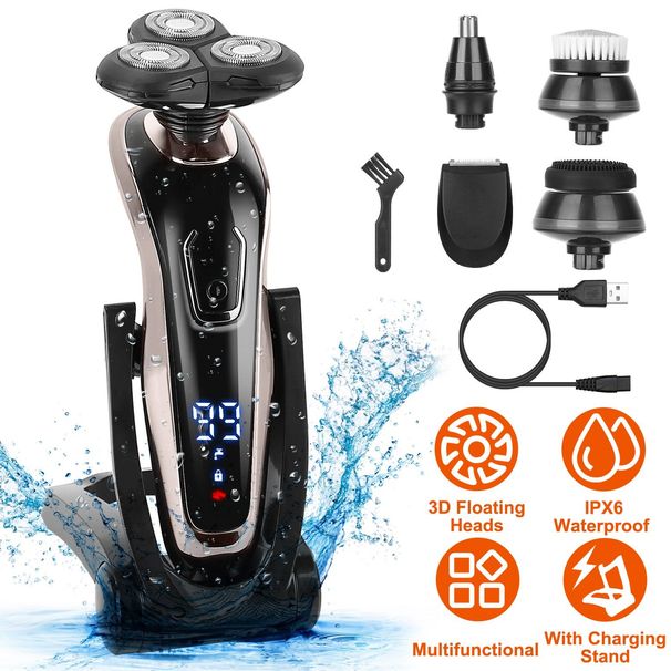 5 In 1 Electric Razor Shaver Rechargeable Cordless Head Beard Trimmer Shaver Kit IPX6 Waterproof Dry Wet Grooming Kit_maomaolike.com