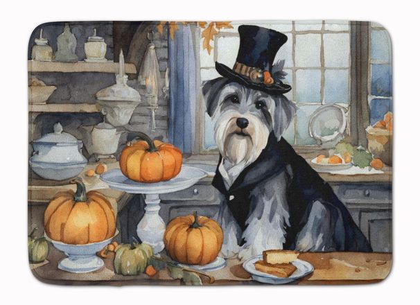 Schnauzer Fall Kitchen Pumpkins Memory Foam Kitchen Mat Machine Washable Anti-Fatigue Mat Cushion Comfort Bath Mat Or Kitchen Rug_maomaolike.com