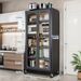 65 Kitchen Pantry Storage Cabinet, 6 Tier Metal Display Storage Cabinet With Transparent Door, Adjustable Shelves & Wheels, Food Pantries Cabinets, For Kitchen, Living Room And Dining Room, Gray_maomaolike.com