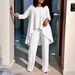 Women's Clothing fashionable temperament large size long sleeved tops wide leg pants suit_maomaolike.com