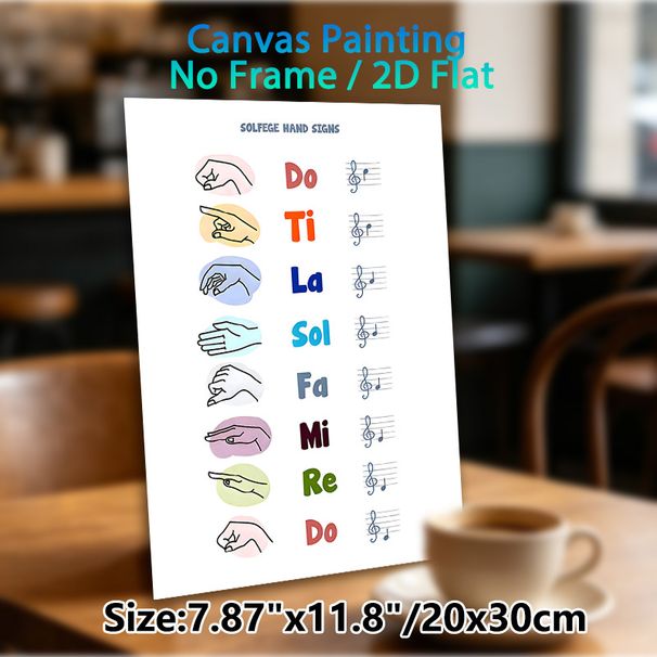 Solfege Hand Signs Painting Poster, Vibrant Color-accented Line Art Poster, Educational Music Learning Guide With Syllables & Notes, Ideal For Music_maomaolike.com