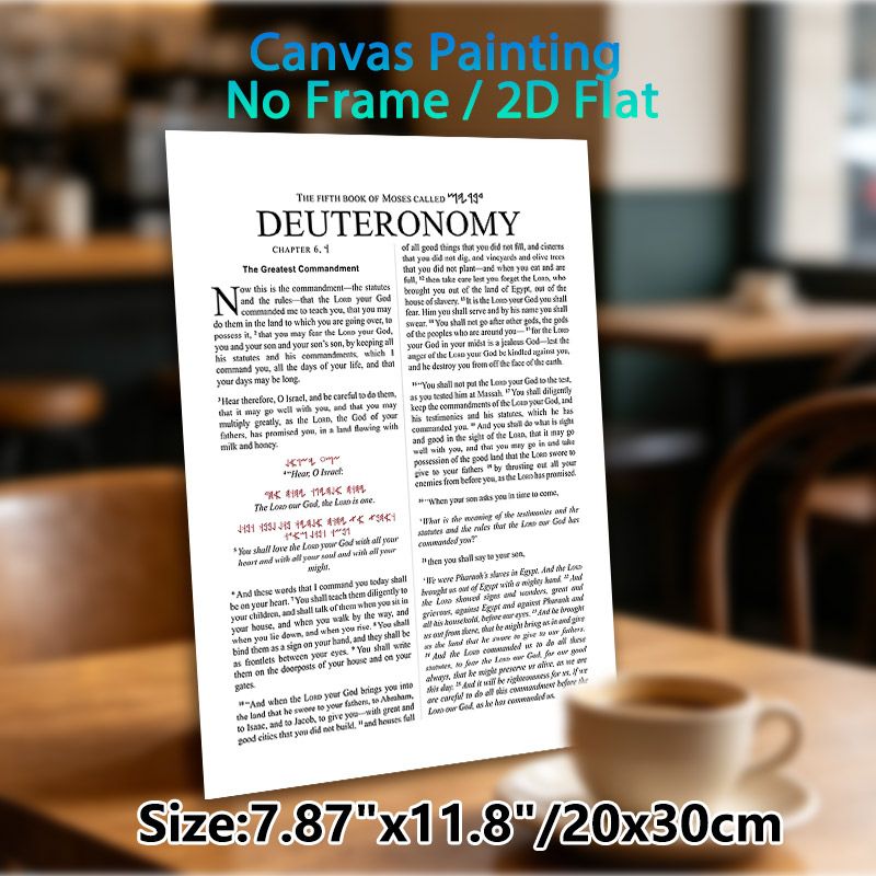 Deuteronomy Chapter 6 Religious Scripture Painting Poster, Classic Typographic Sacred Text Poster, Inspirational Devotional Content Ideal For Home_maomaolike.com