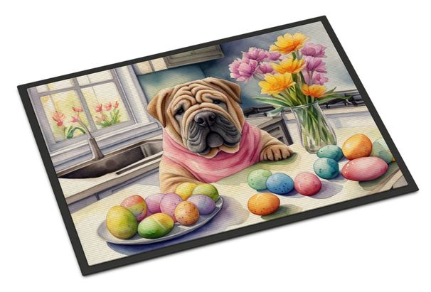 Decorating Easter Shar Pei Doormat Front Door Mat Indoor Outdoor Rugs For Entryway, Non Slip Washable Low Pile, 24H X 36W_maomaolike.com