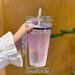 1/2pc 500ml Pink Bow Plastic Transparent Milk Coffee Mug With Straw Travel Outdoor Ins Drinking Cup Kitchen Water Cups_maomaolike.com