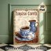 Turkish Coffee Painting Poster, Vintage Ornate Framed Poster, Showcasing Decorated Coffee Cup, Pot, Beans And Delight, Brings Warm Nostalgic Vibe_maomaolike.com