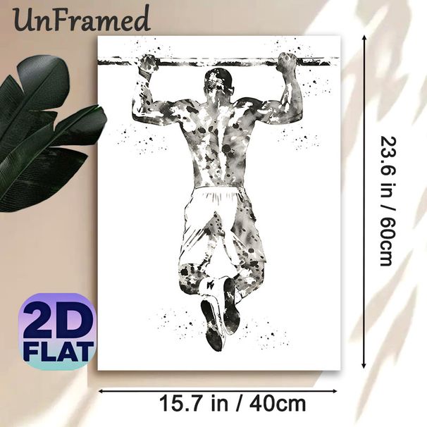 Pull-up Fitness Painting Poster, Monochrome Ink Splash Style Poster, Motivational Fitness Decor, Suitable For Gym And Home Workout Spaces_maomaolike.com