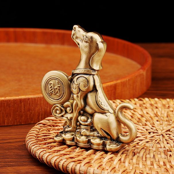 Twelve Zodiac Brass Ornament Sitting Ground Wealth Yuanbao Fortune Pure Copperware Money Dog Crafts Wholesale_maomaolike.com