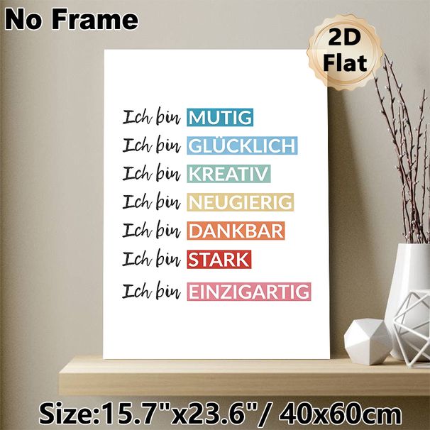 German Motivational Affirmation Painting Poster, Vibrant Color-blocked Typographic Poster, Uplifting Daily Motivational Reminder, Suitable For Home_maomaolike.com