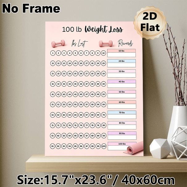 100lb Weight Loss Tracker Painting Poster, Soft Pastel-toned Weight Loss Tracking Chart Poster, Practical Tool To Monitor Weight Loss Progress And_maomaolike.com