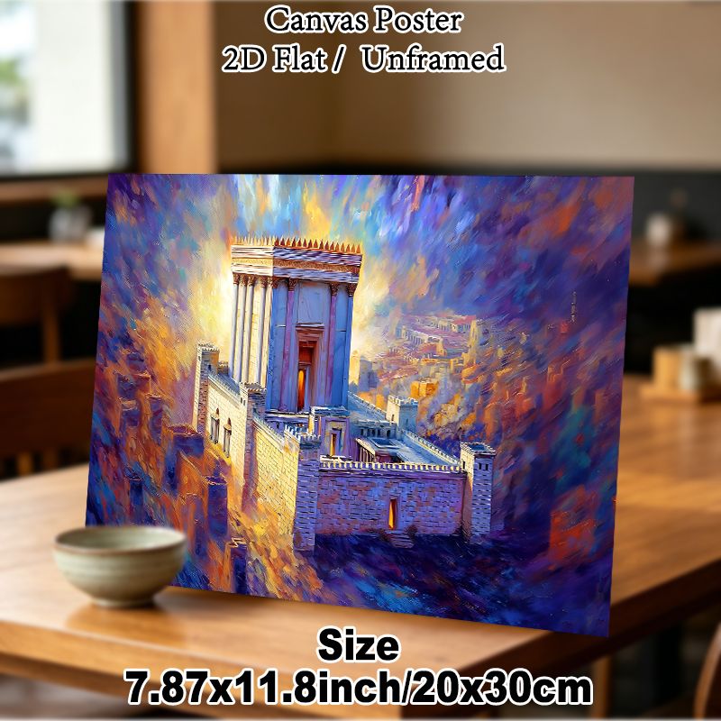 Ancient Temple Painting Poster, Vibrant Impressionist-style Poster, Luminous Historic Temple With Rich Warm Color Tones, Elegant Decorative Piece For_maomaolike.com