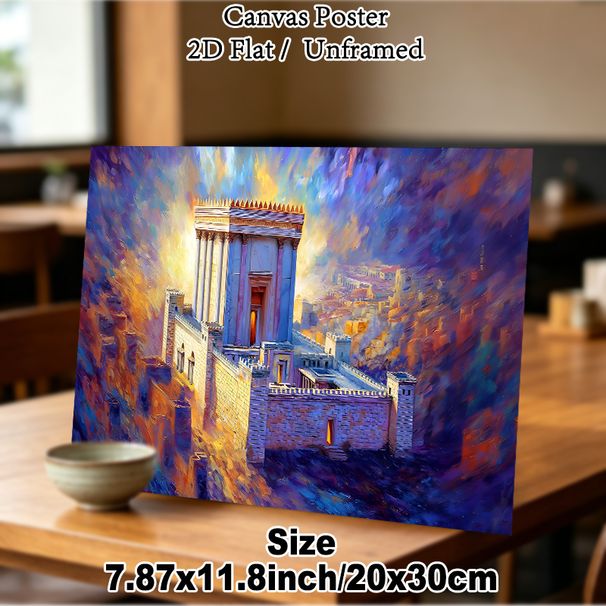 Ancient Temple Painting Poster, Vibrant Impressionist-style Poster, Luminous Historic Temple With Rich Warm Color Tones, Elegant Decorative Piece For_maomaolike.com