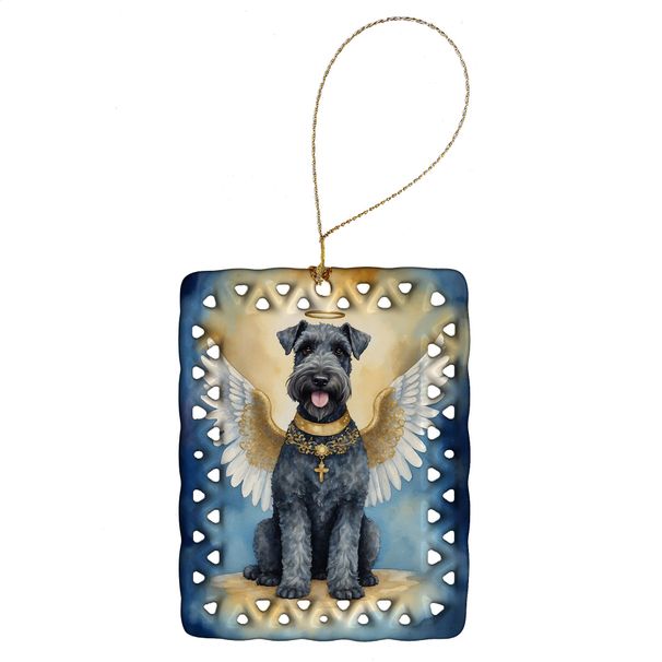Kerry Blue Terrier My Angel Porcelain Ornament Christmas Tree Hanging Decorations For Home Christmas Holiday, Rectangle, Gift, Multicolor_maomaolike.com