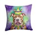 Pit Bull Terrier King Of Mardi Gras Throw Pillow Machine Washable, Indoor Outdoor Decorative Pillow For Couch, Bed Or Patio, 18Hx18W_maomaolike.com